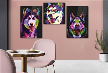 KURT GÖRSELLİ CAM TABLO SAAT SETİ 