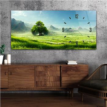 Yatay Saatli Yandan Sanat Temalı Cam Tablo 273