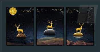 Alüminyum Çerçeveli Sanat Temalı 3lü Set MDF Tablo 0065