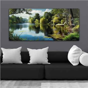 Yatay Saatli Yandan Sanat Temalı Cam Tablo 267