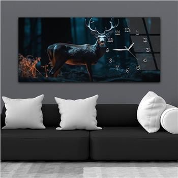 Horizontal bedrucktes Glas mit Kunst und Naturthema und einer Uhr an der Seite 182