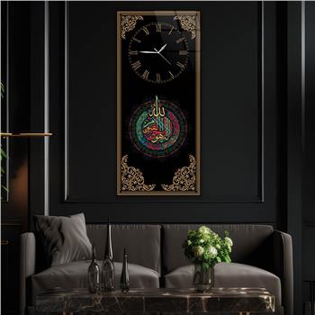 لوحة زجاجية أفقية ذات طابع ديني مع ساعة العمودية 031