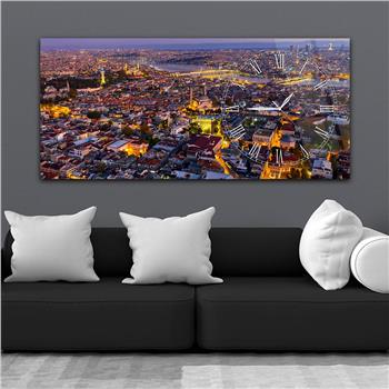 Yatay Saatli Yandan Sanat Temalı Cam Tablo 240