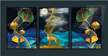 Alüminyum Çerçeveli Sanat Temalı 3lü Set MDF Tablo 0060