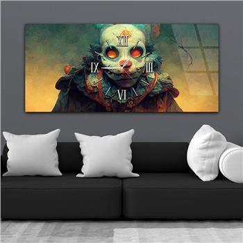 Yatay Ortadan Saatli  Sanat ve Doğa Temalı Cam Tablo 092