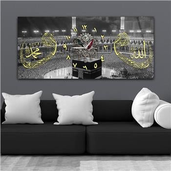 Tableau en verre à thème religieux avec horloge centrale horizontale  100