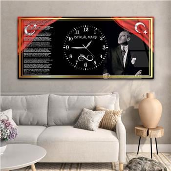 Tableau en verre sur le thème de la nation avec horloge centrale horizontale  044