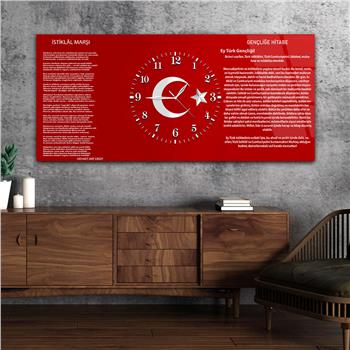 Horizontal bedrucktes Glas mit Nationenthema und einer Uhr in der Mitte 001