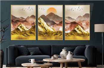 Alüminyum Çerçeveli Sanat Temalı 3lü Set CAM Tablo 0052