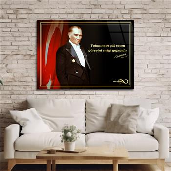 Yatay Vatan Temalı Cam Tablo 148