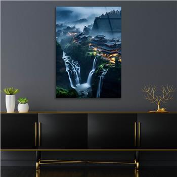 Dikey Doğa Temalı Cam Tablo 243