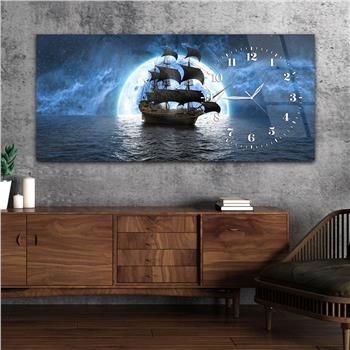 Yatay Saatli Yandan Sanat Temalı Cam Tablo 241