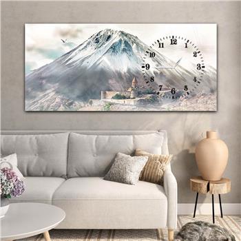 Yatay Saatli Yandan Sanat ve Doğa Temalı Cam Tablo 006