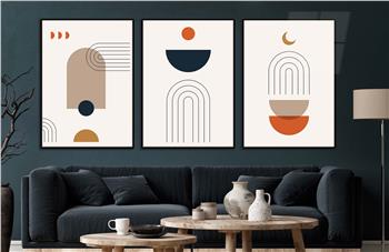 Alüminyum Çerçeveli Sanat Temalı 3lü Set MDF Tablo 0001