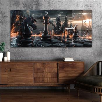 Yatay Saatli Yandan Sanat Temalı Cam Tablo 297