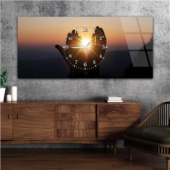 Tableau en verre à thème religieux avec horloge centrale horizontale  033