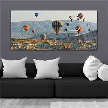 Horizontal bedrucktes Glas mit Kunst und Naturthema und einer Uhr an der Seite 058