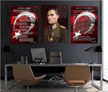  3lü Set VatanTemalı Cam Tablo 25