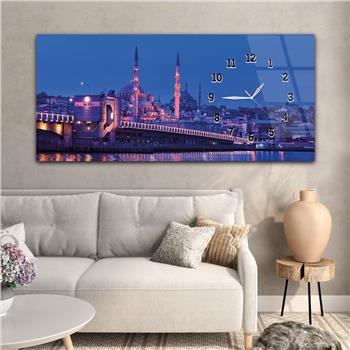 Horizontal bedrucktes Glas mit Kunst und Naturthema und einer Uhr an der Seite 135