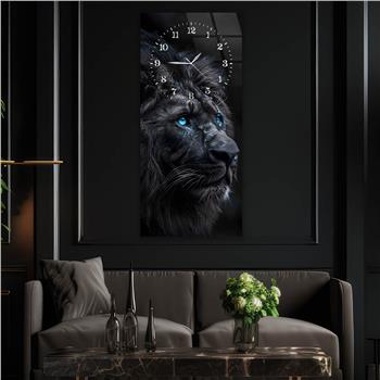 Dikey Üstten Saatli Sanat Temalı Cam Tablo 087