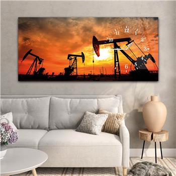 Horizontal bedrucktes Glas mit Kunst und Naturthema und einer Uhr an der Seite 049