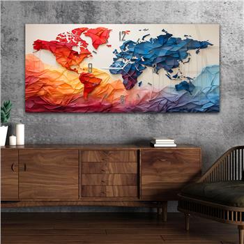 Yatay Saatli Ortadan Vatan Temalı Cam Tablo 101