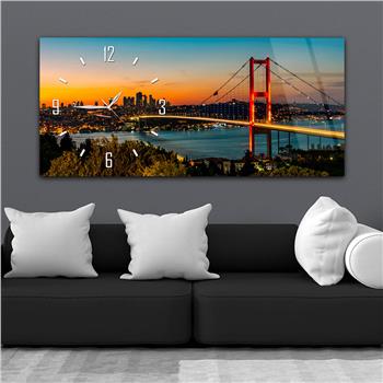 Yatay Saatli Yandan Sanat Temalı Cam Tablo 247