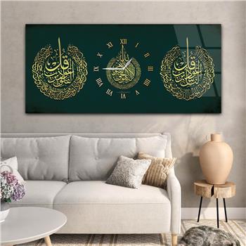 Tableau en verre à thème religieux avec horloge centrale horizontale  078