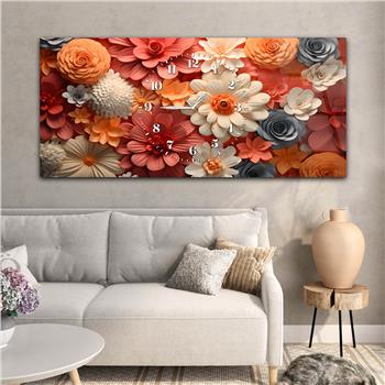 Yatay Saatli Ortadan Sanat Temalı Cam Tablo121