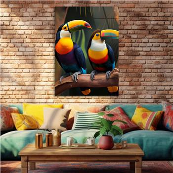 Dikey Sanat Temalı Cam Tablo 519