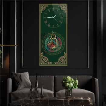 لوحة زجاجية أفقية ذات طابع ديني مع ساعة العمودية 033