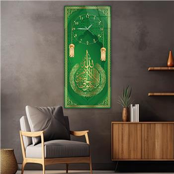 لوحة زجاجية أفقية ذات طابع ديني مع ساعة العمودية 048