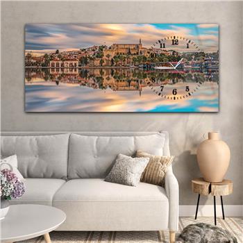 Yatay Saatli Yandan Sanat ve Doğa Temalı Cam Tablo 008