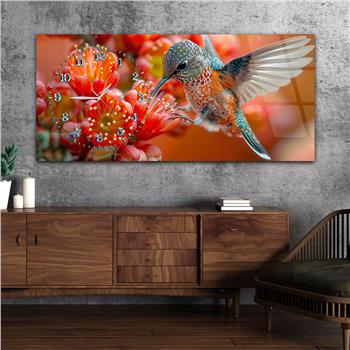 Yatay Saatli Yandan Sanat Temalı Cam Tablo 370