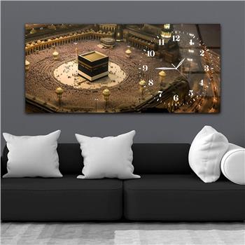 Yatay Saatli Yandan Dini Temalı Cam Tablo 072