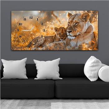 Yatay Saatli Yandan Sanat Temalı Cam Tablo 321