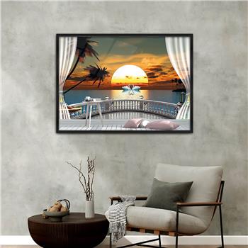 Aluminium Omlijste Natuur Thema Geharde Glasschilderij 161