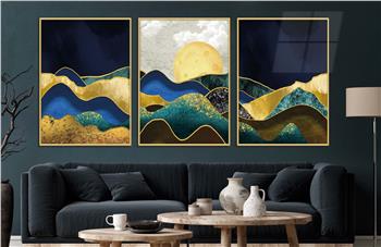 Alüminyum Çerçeveli Sanat Temalı 3lü Set CAM Tablo 0061