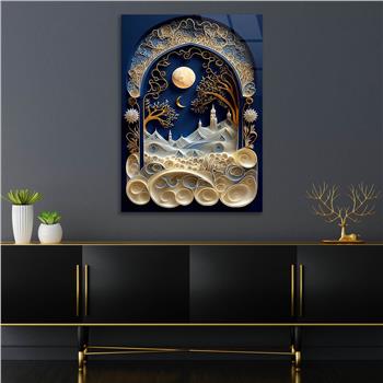 Dikey Sanat Temalı Cam Tablo 542