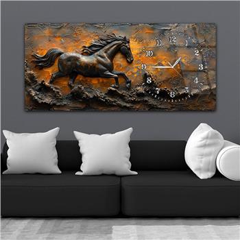 Yatay Saatli Yandan Sanat Temalı Cam Tablo 281