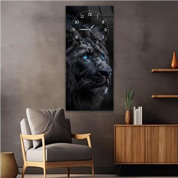 Dikey Üstten Saatli Sanat Temalı Cam Tablo 087