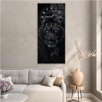 Dikey Üstten Saatli Sanat Temalı Cam Tablo 085