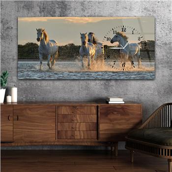 Horizontal bedrucktes Glas mit Kunst und Naturthema und einer Uhr an der Seite 075