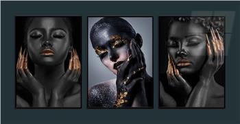 Alüminyum Çerçeveli Sanat Temalı 3lü Set MDF Tablo 0072