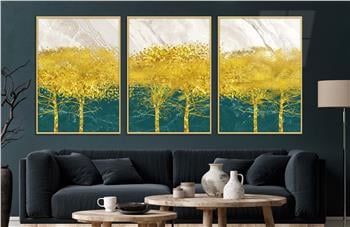 Alüminyum Çerçeveli Sanat Temalı 3lü Set CAM Tablo 0035