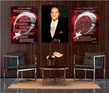  3lü Set VatanTemalı Cam Tablo 26