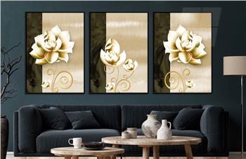 Alüminyum Çerçeveli Sanat Temalı 3lü Set CAM Tablo 0041