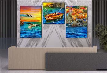 SANAT TEMALI  CAM TABLO SAAT SETİ 