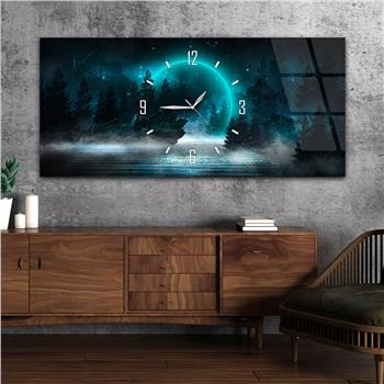 Yatay Saatli Ortadan Sanat Temalı Cam Tablo112