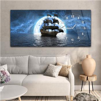 Yatay Saatli Yandan Sanat Temalı Cam Tablo 241